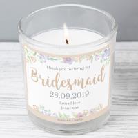 Personalised Bridesmaid Floral Watercolour Wedding Jar Candle Extra Image 1 Preview